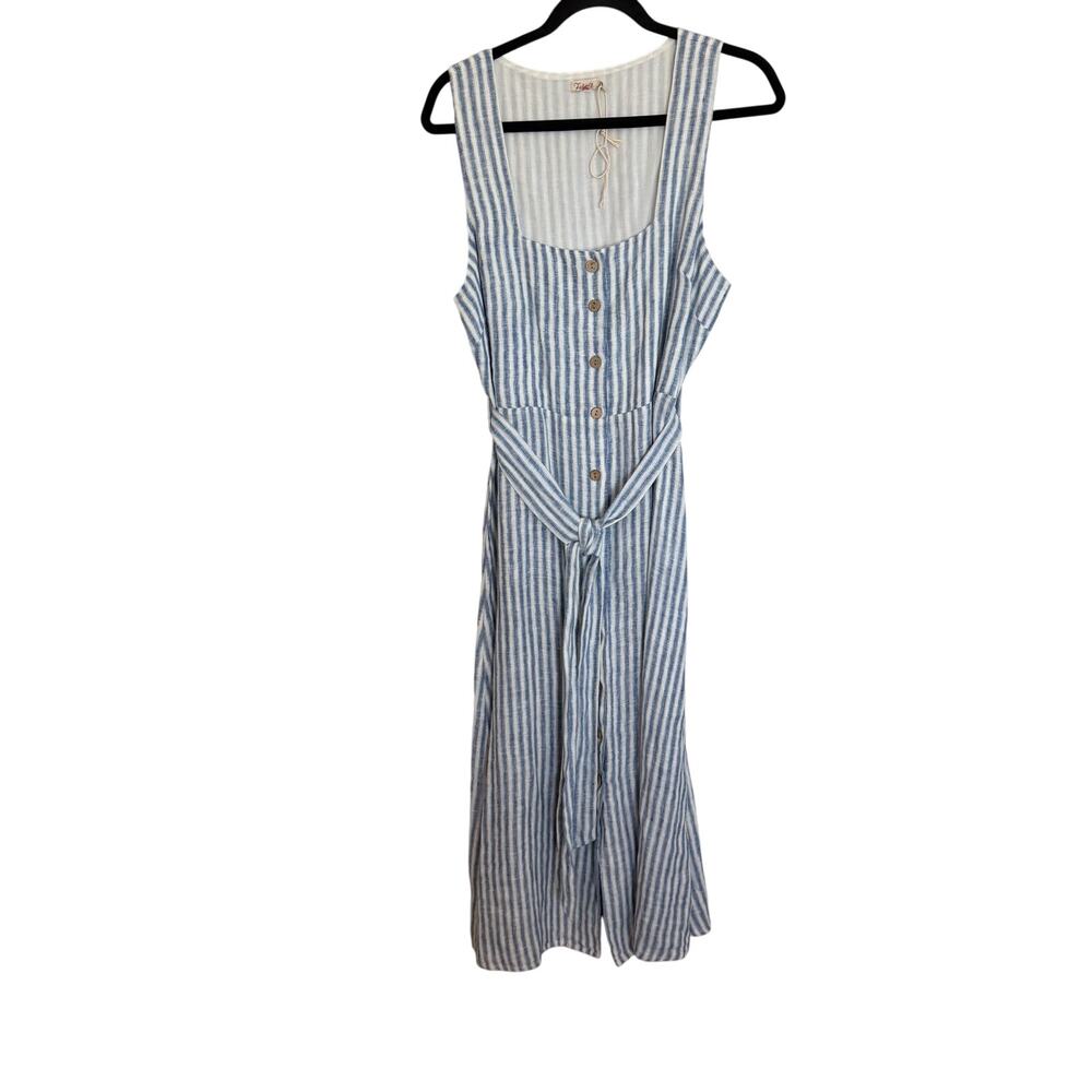 Faherty Blue and White Striped Midi Dress